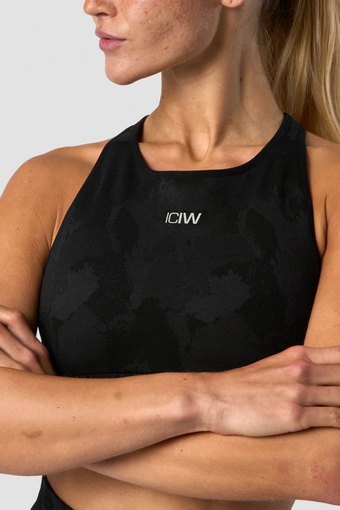 camo seamless sports bra black