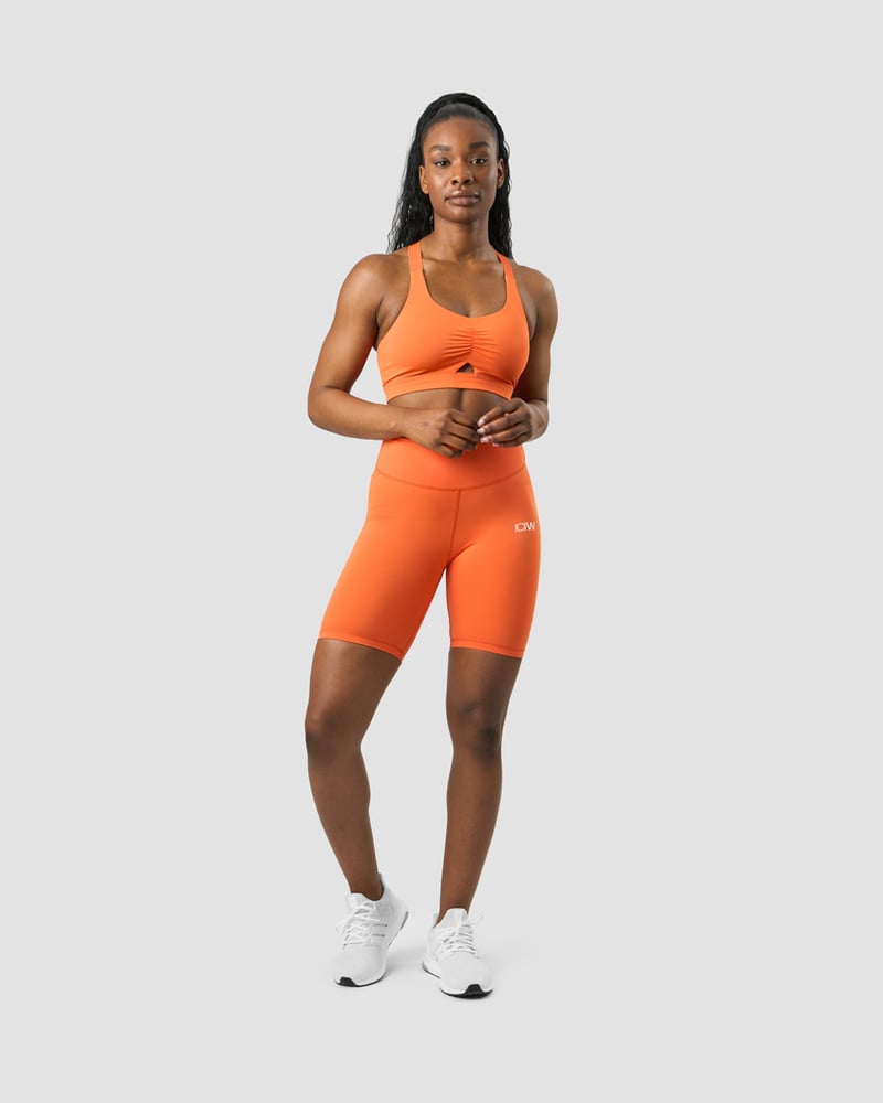 scrunch v-shape biker shorts orange