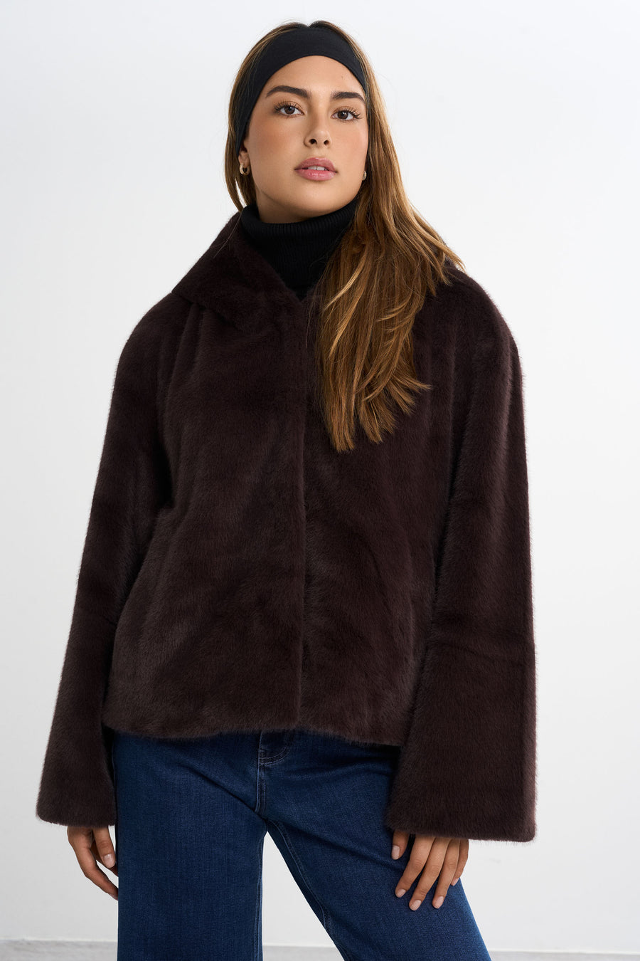 Faux Fur Jacket · Brown