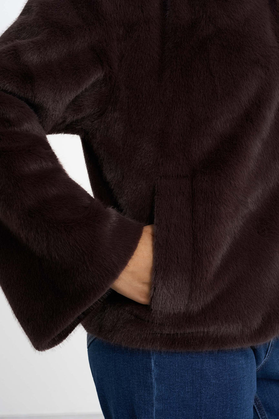 Faux Fur Jacket · Brown