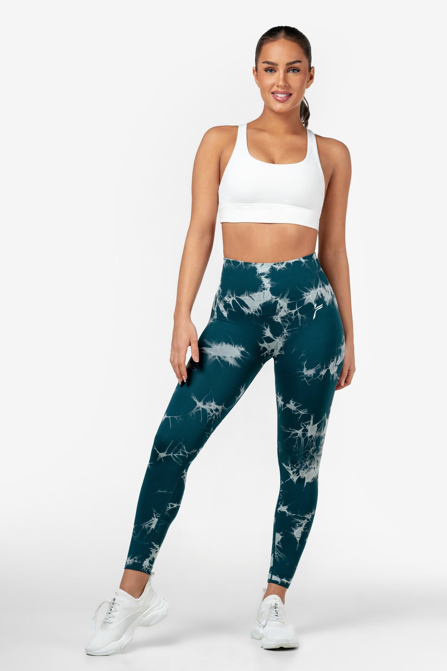 Dark Green Tie Dye Scrunch Leggings - for dame - Famme - Leggings