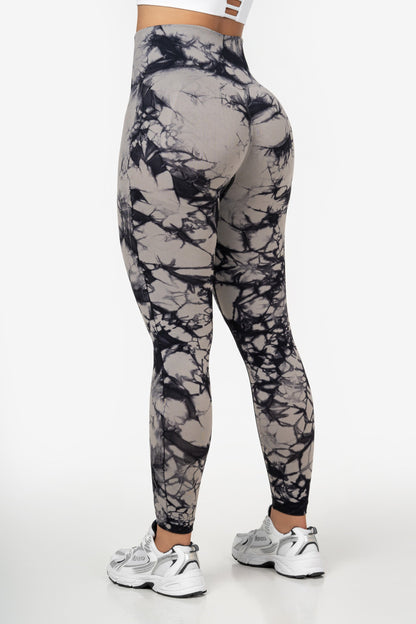 Grey Tie Dye Scrunch Leggings - for dame - Famme - Leggings