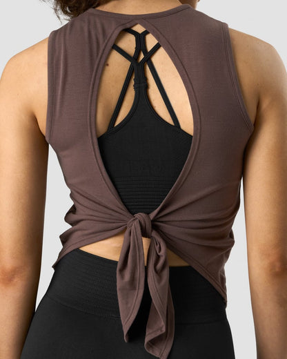 empowering open back tank chestnut brown