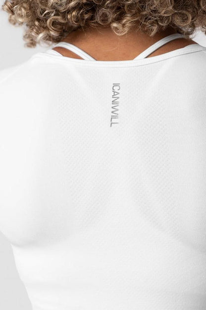 ICANIWILL - Define Seamless LS Crop Top - White