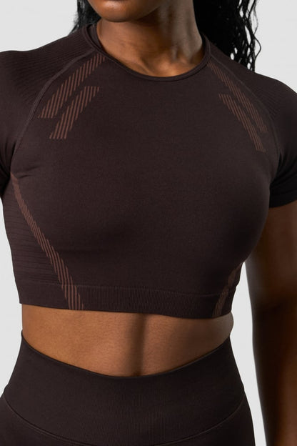 impact seamless cropped t-shirt dark brown