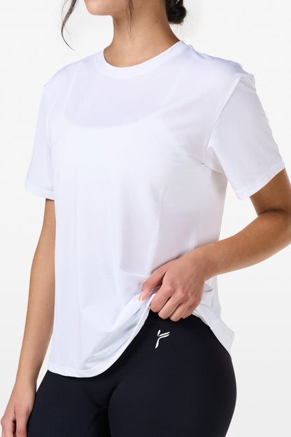 White Relaxed Mesh T-Shirt - for dame - Famme - T-Shirt