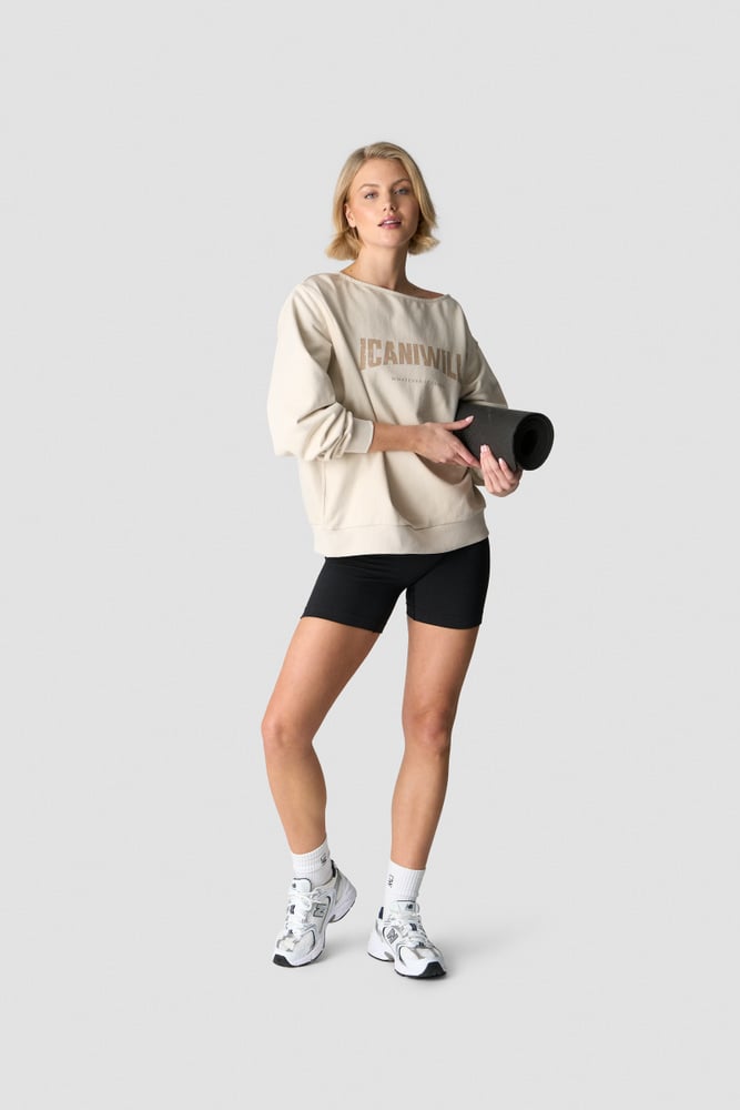 revive oversized crewneck print wmn light beige