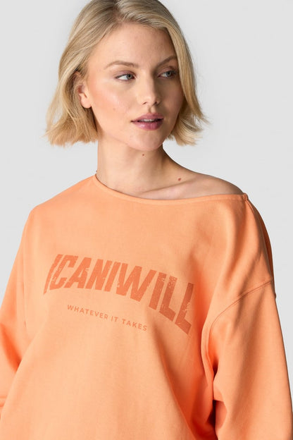 revive oversized crewneck print wmn orange peach