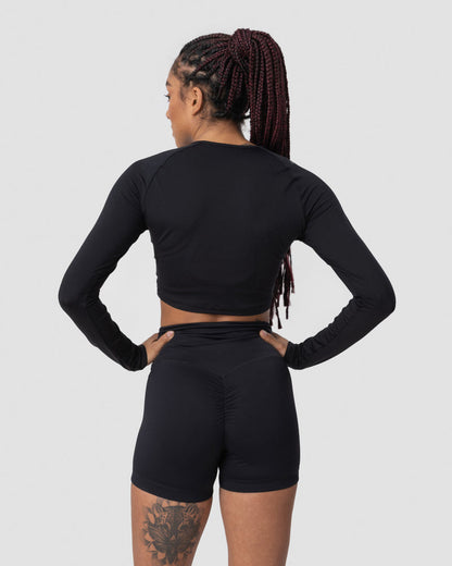 scrunch long sleeve black wmn