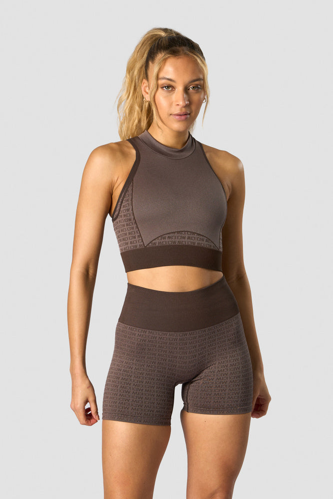 signature seamless cropped tank top dark brown