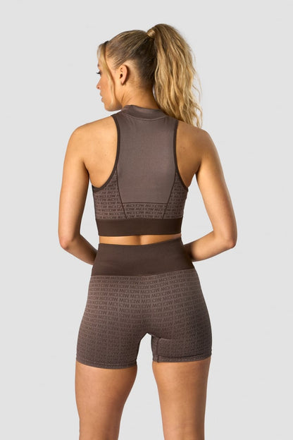 signature seamless cropped tank top dark brown