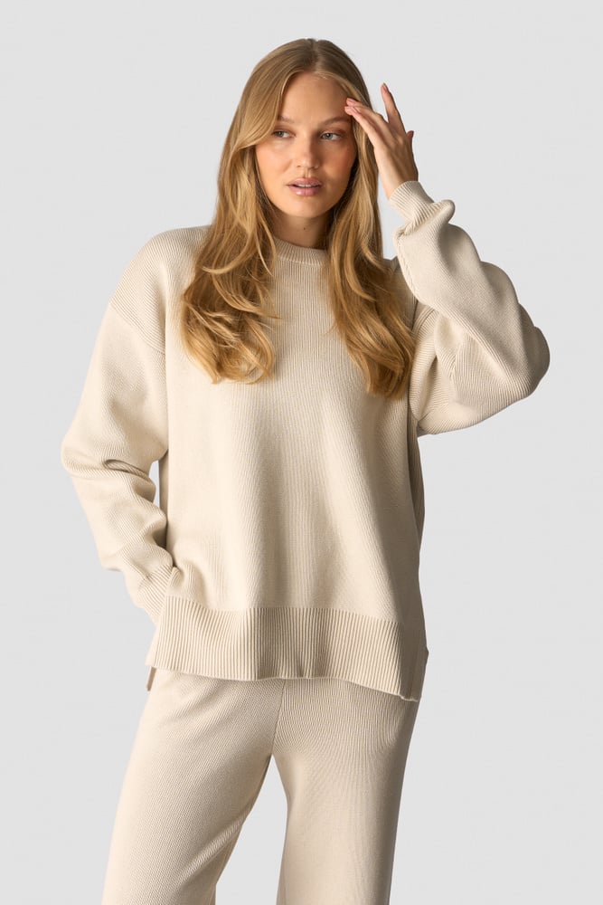 soft knit crewneck light beige