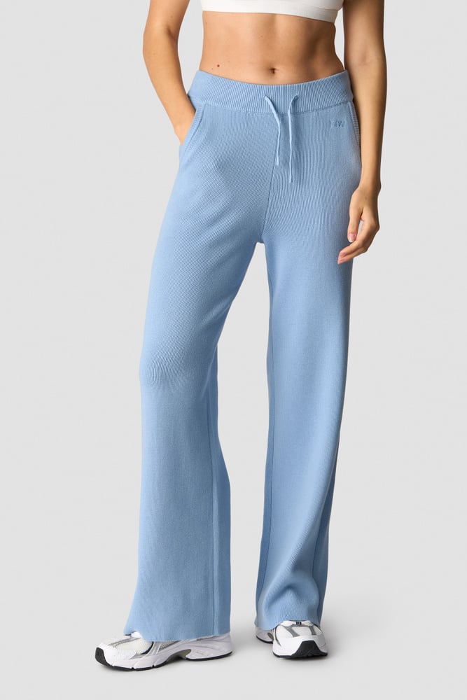 soft knit pants light blue