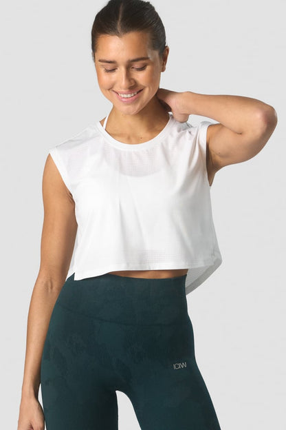 stride cropped tank wmn white