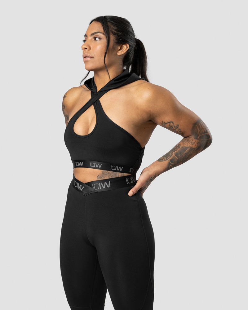 ultimate training hoodie sports bra black